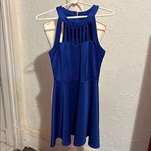 Trixxi Blue Pleated Ruched Mini Dress